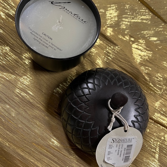 NWT Signature Bronze Like Metal Acorn Deco Candle Set of 2 small acorns. - Picture 7 of 9